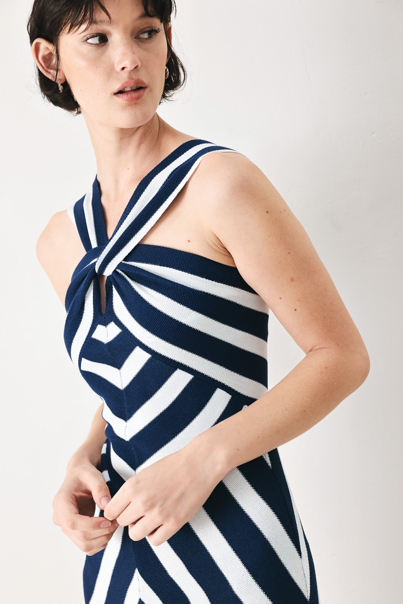 DEEP BLUE LOVE SWEATER KNIT MIDI DRESS