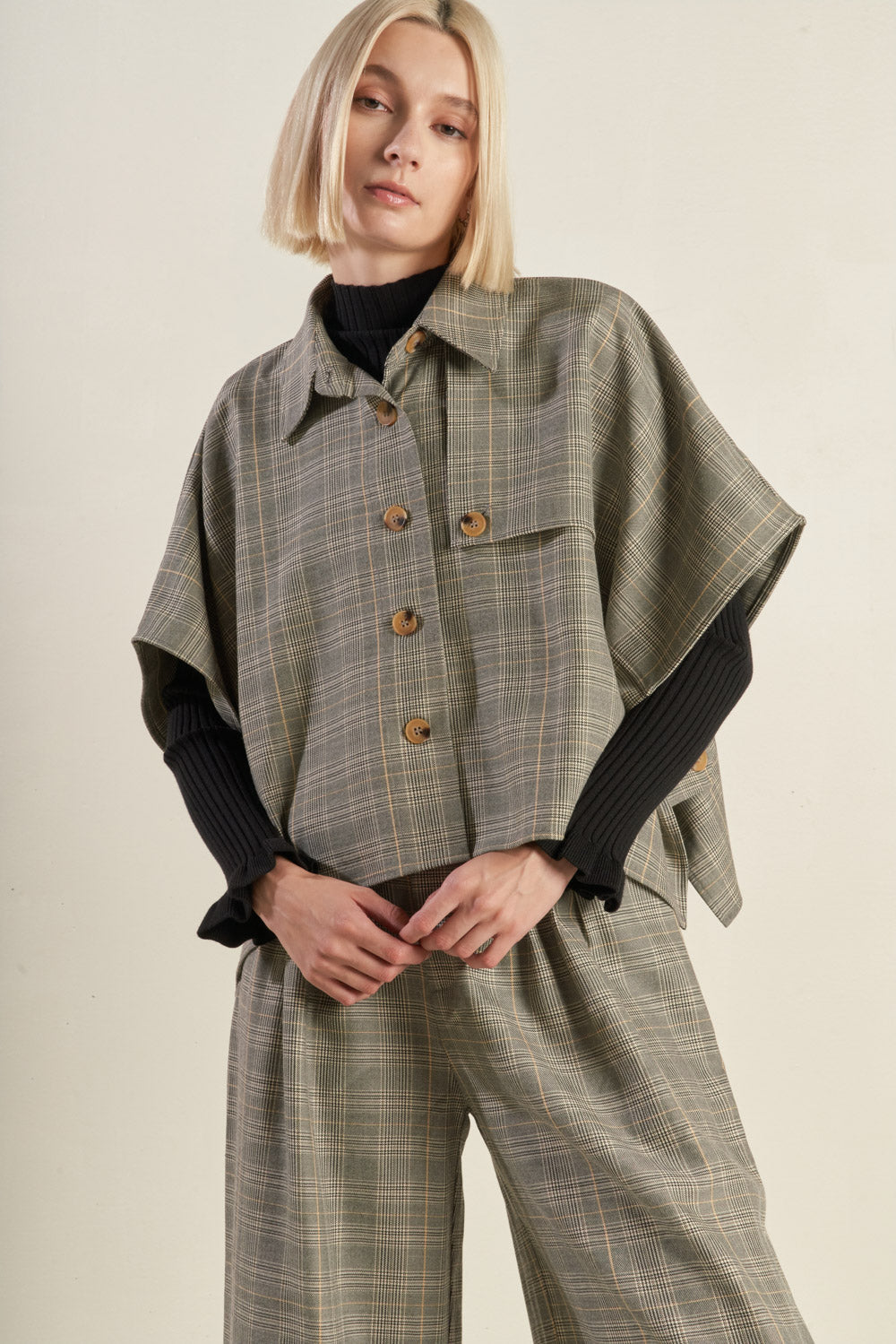 IMMACULATE EXCELLENCE WOVEN PLAID TOP