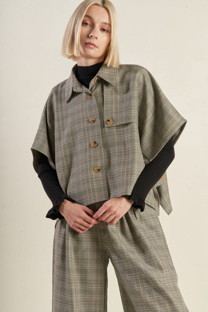 IMMACULATE EXCELLENCE WOVEN PLAID TOP