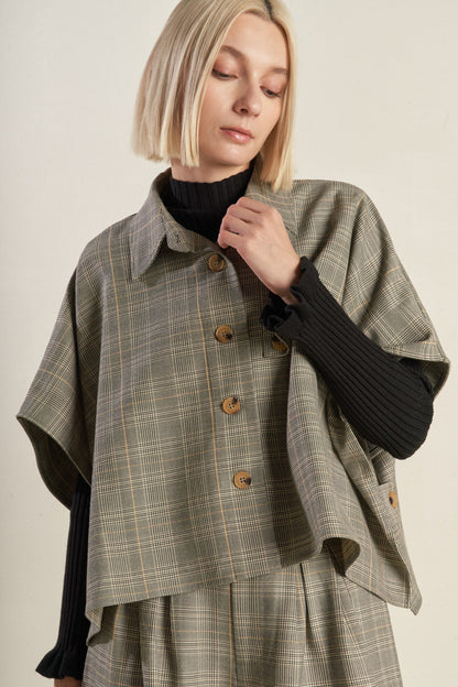 IMMACULATE EXCELLENCE WOVEN PLAID TOP