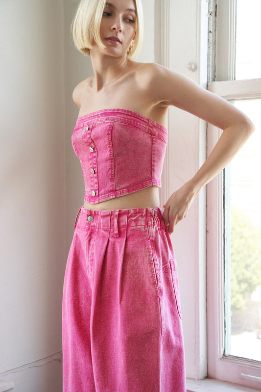 SOCIAL HOUR DENIM TUBE TOP Flying Tomato