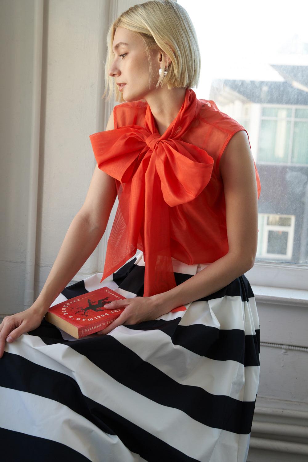 Flying Tomato Shine For Us Organza Top, showcasing its versatile styling potential for elegant quality attire.