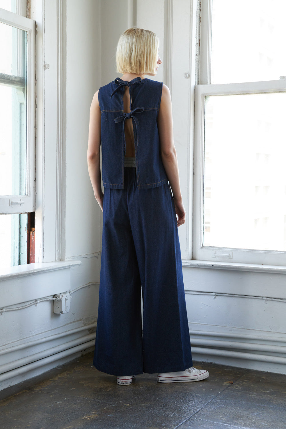 SUNLIT SERENITY DENIM TOP Flying Tomato