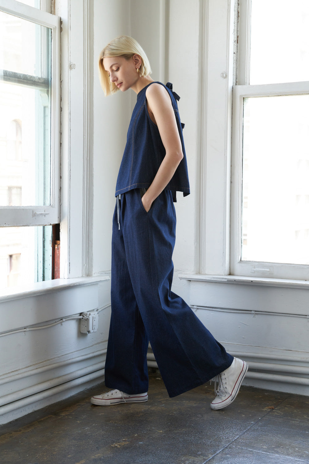 SUNLIT SERENITY DENIM TOP Flying Tomato