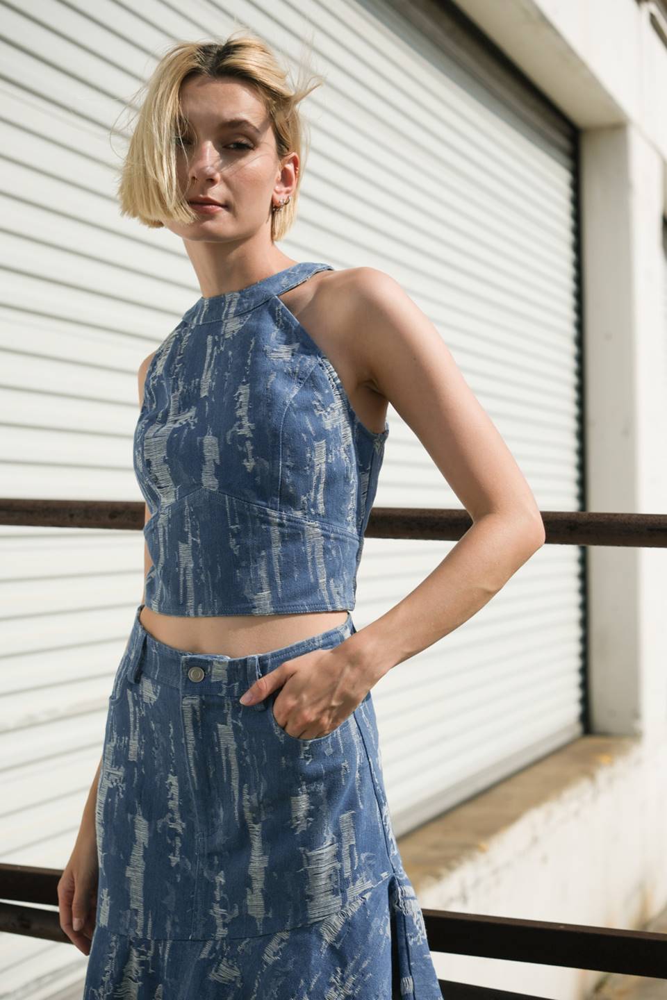 BREEZY ADORATION DENIM CROP TOP Flying Tomato