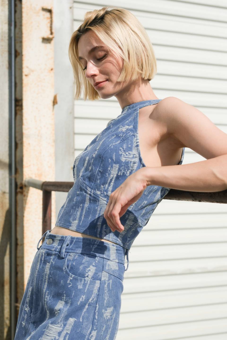 BREEZY ADORATION DENIM CROP TOP Flying Tomato