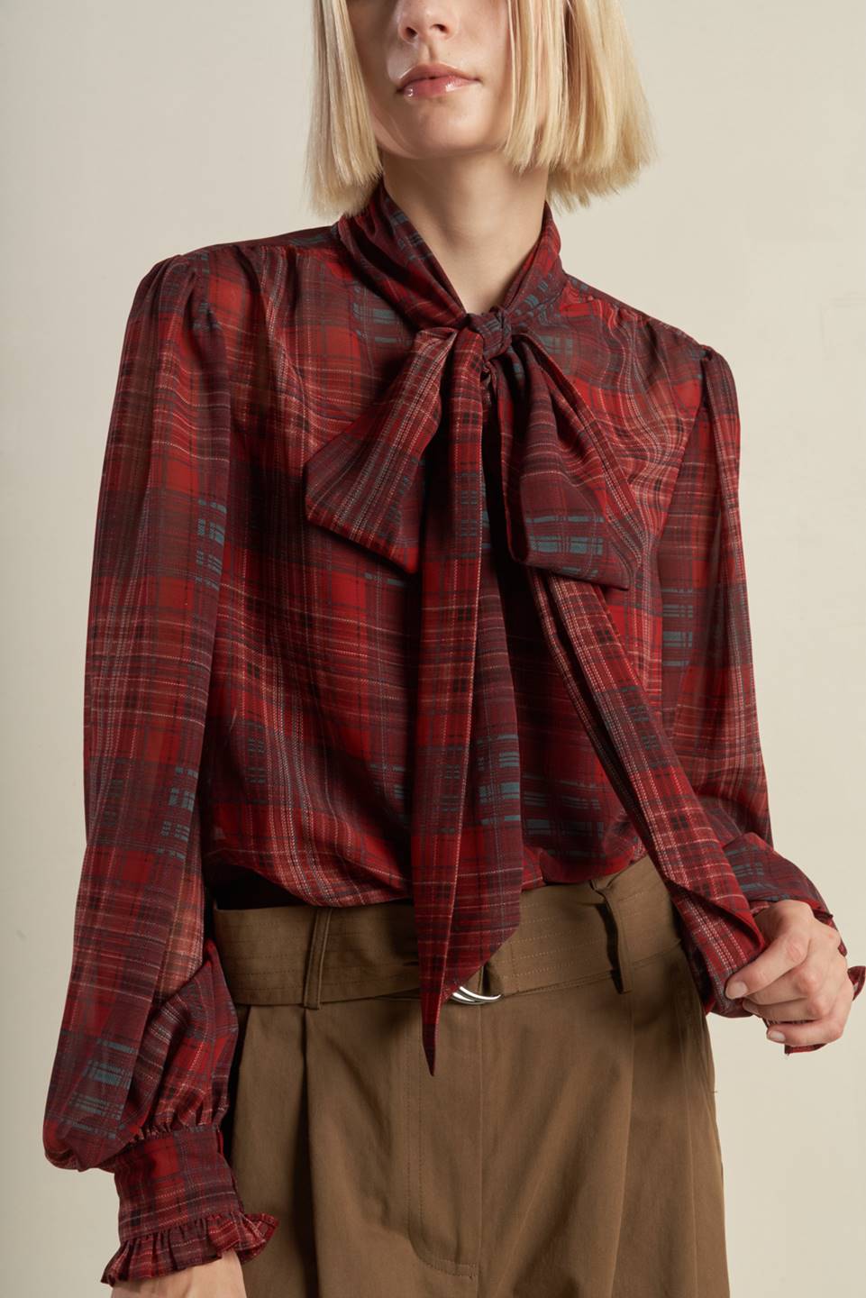 LOVELY INTUITION WOVEN PLAID TOP Flying Tomato