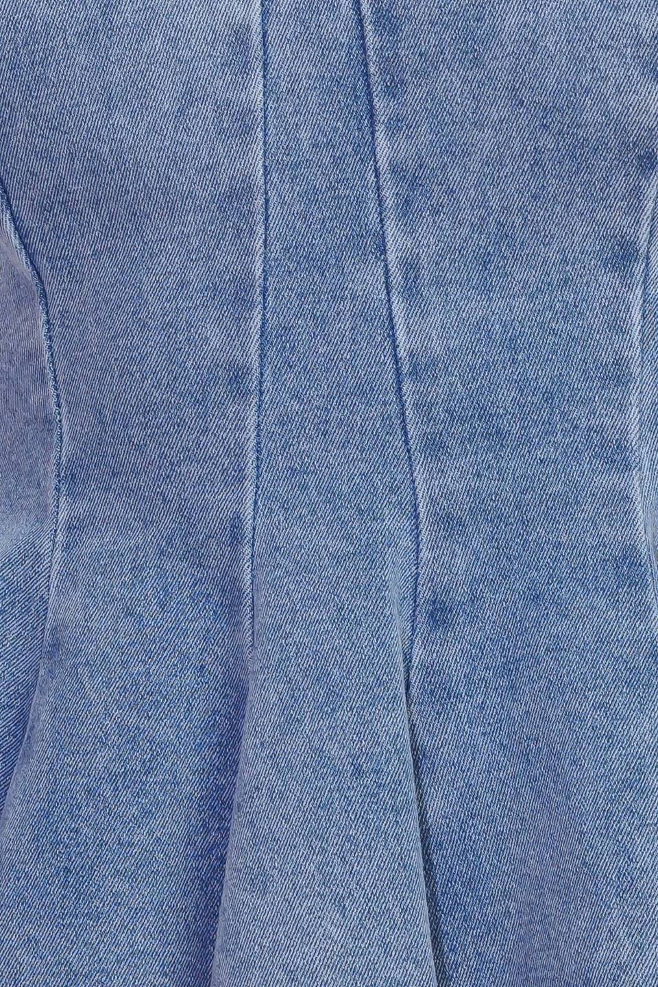 Sandy Waltz Light Denim Cami Top With Peplum Hem And Back Zipper Flying Tomato