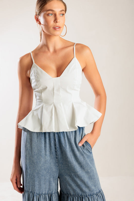 Its Perfect Timing Woven Cami Top Peplum With Back Zipper Flying Tomato