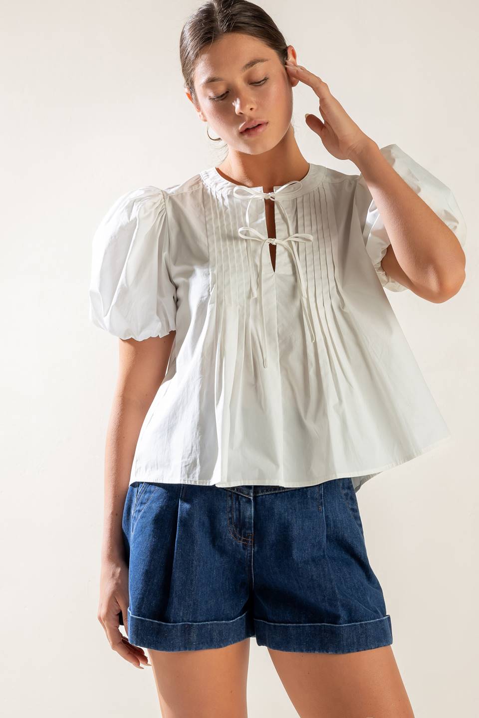 ON THE MOVE WOVEN TOP