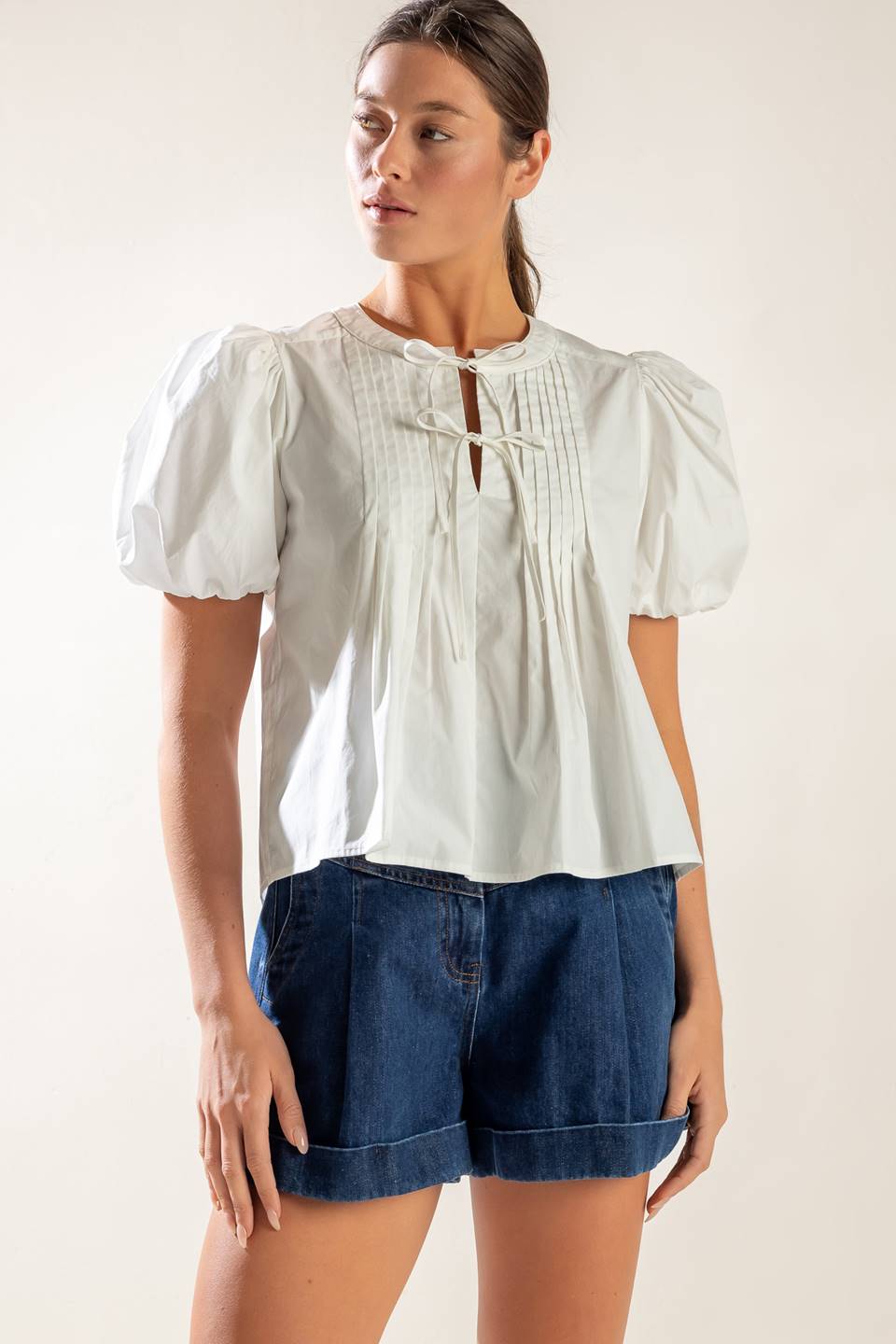 ON THE MOVE WOVEN TOP