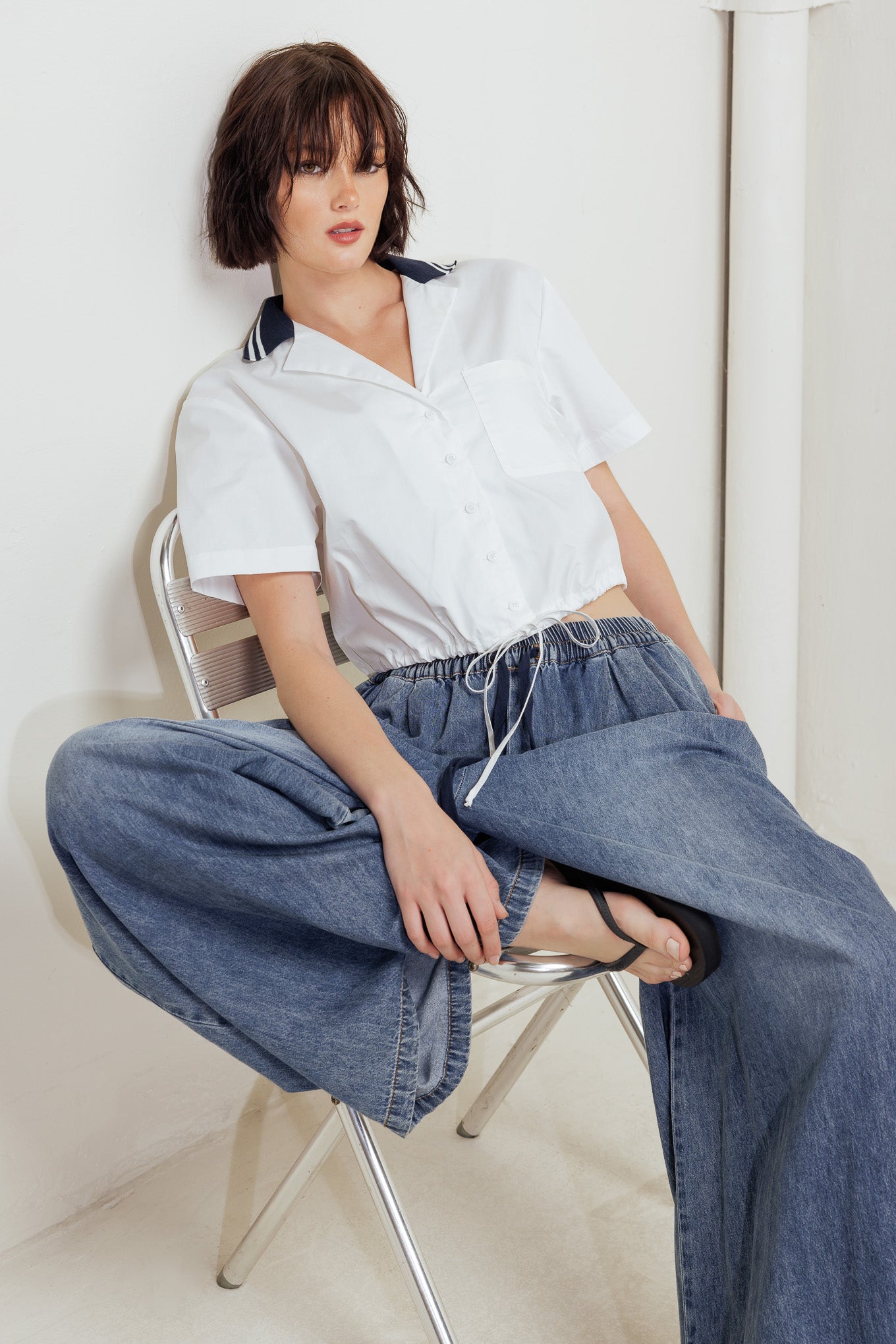 COASTAL COLLAR WOVEN CROP TOP Flying Tomato