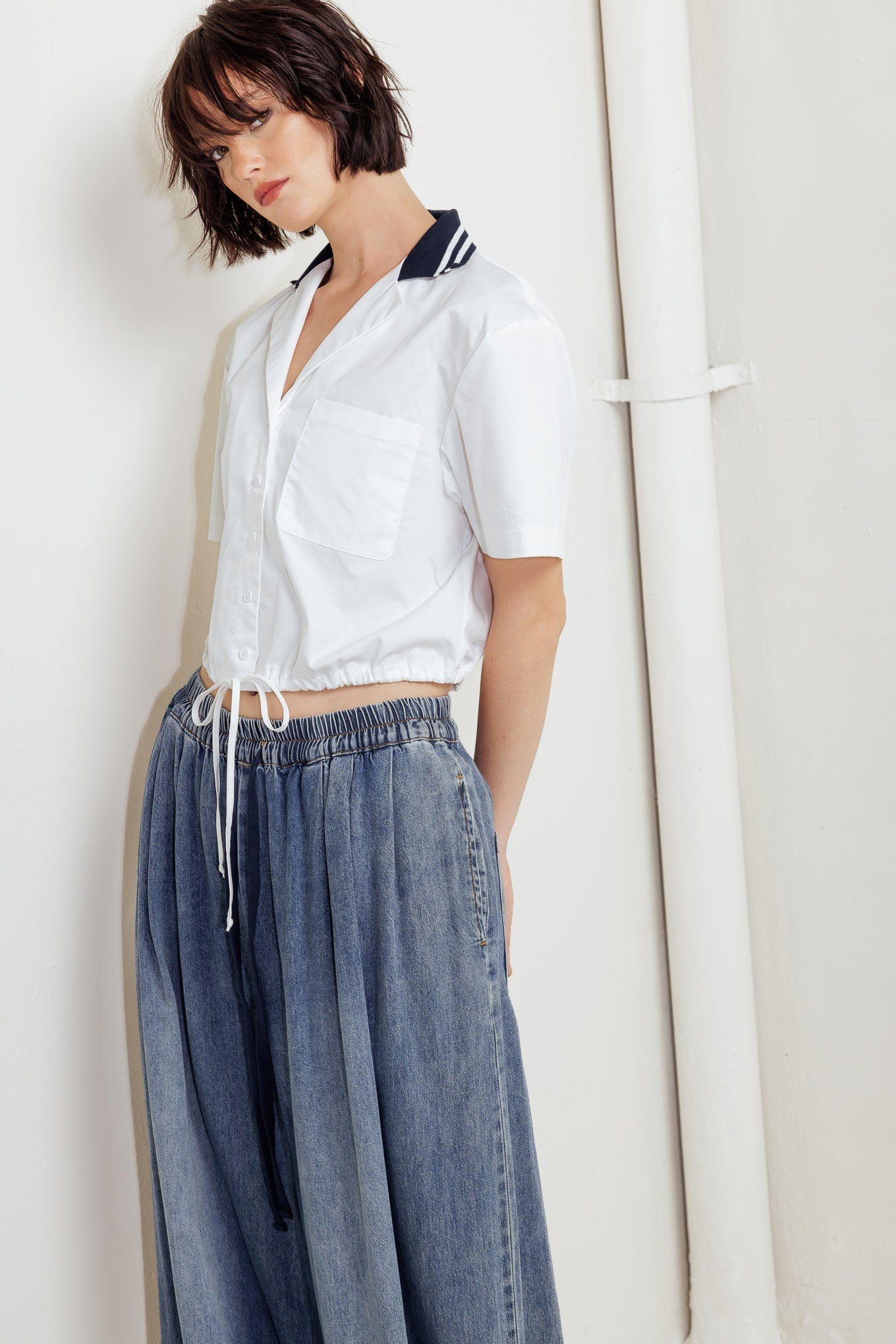 COASTAL COLLAR WOVEN CROP TOP Flying Tomato