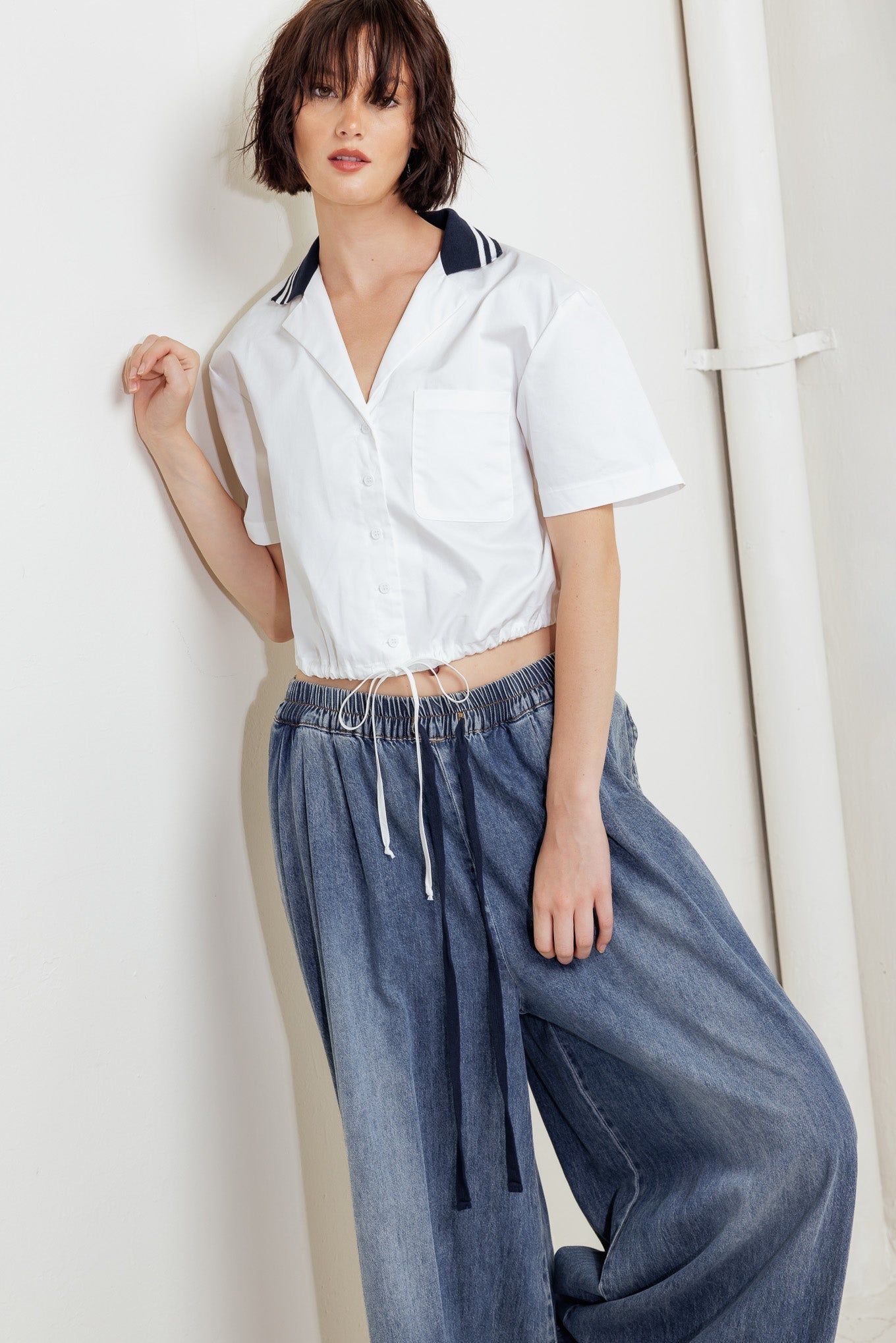 COASTAL COLLAR WOVEN CROP TOP Flying Tomato