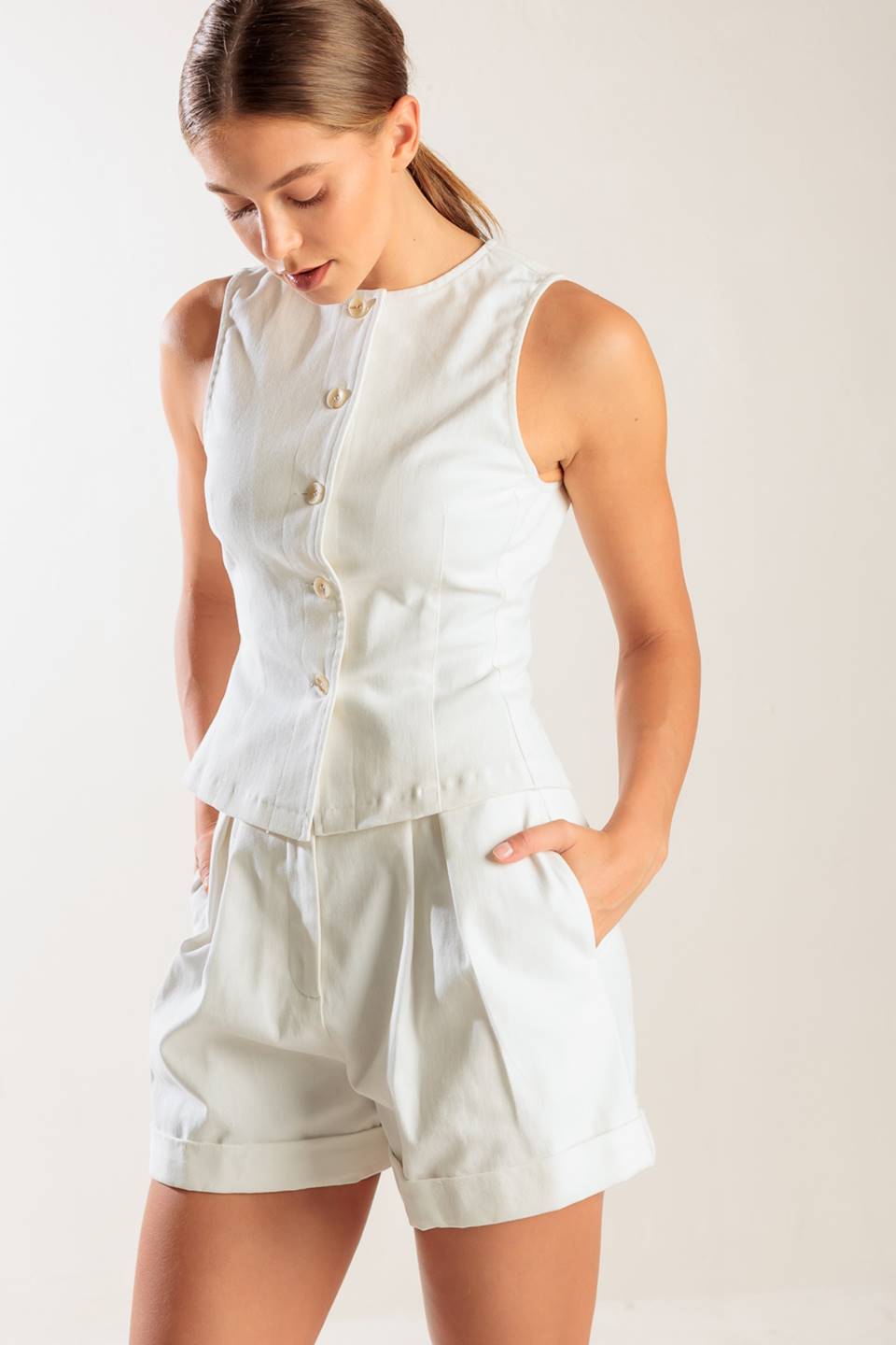 LOVE LETTERS WHITE WOVEN VEST