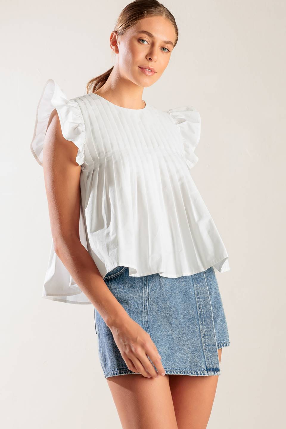 MEMORIES IN FOCUS WHITE WOVEN TOP Flying Tomato