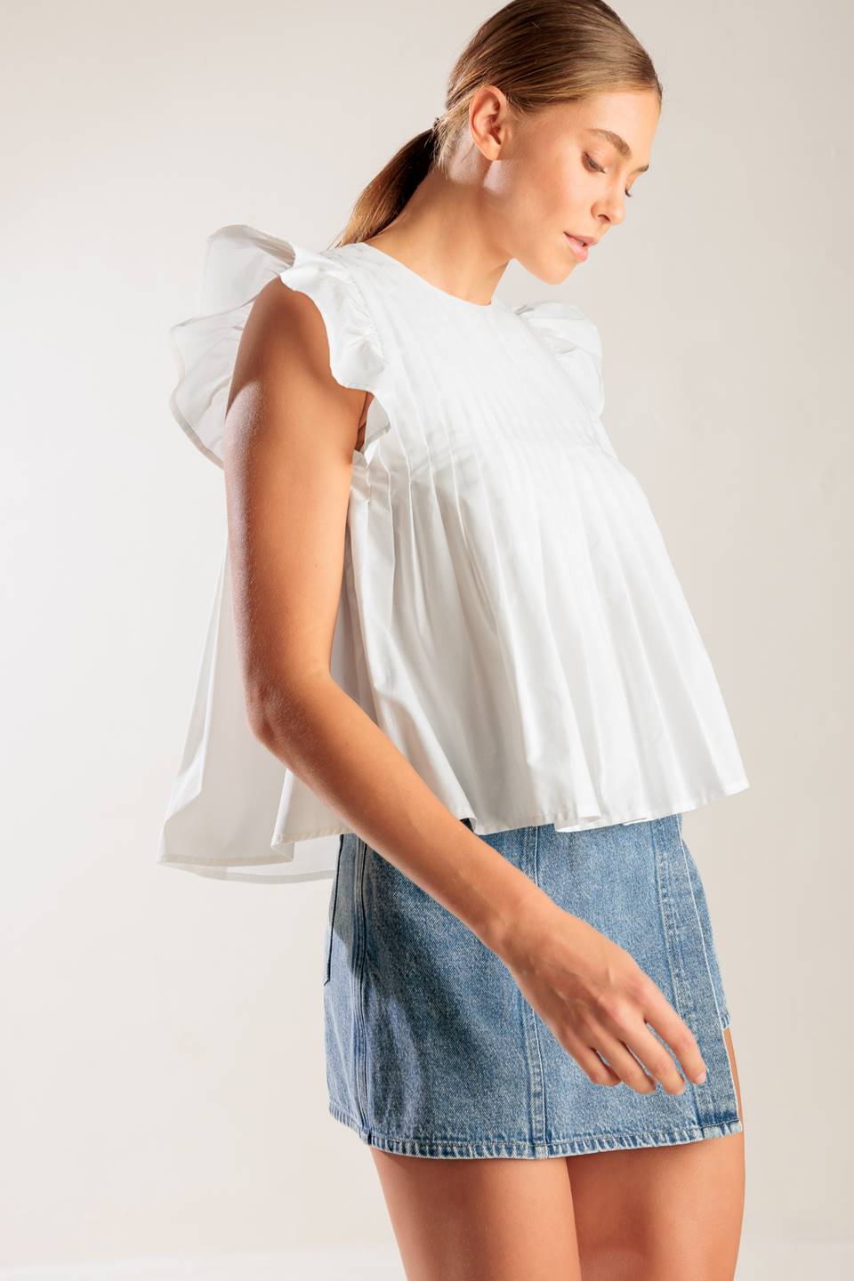 MEMORIES IN FOCUS WHITE WOVEN TOP Flying Tomato