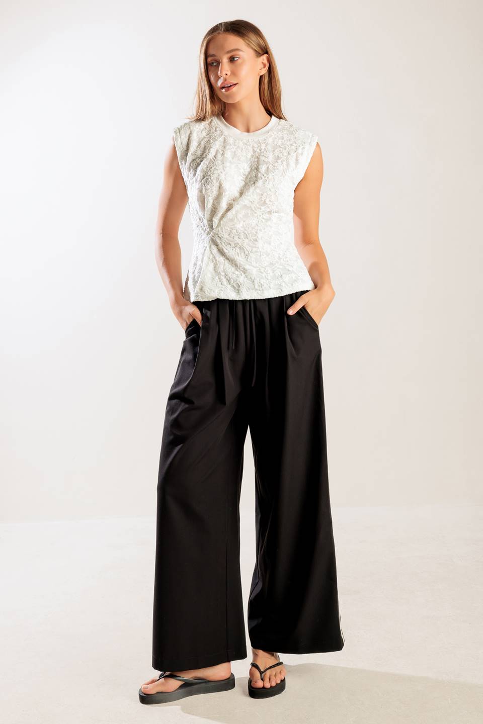 HIDDEN SMILES WHITE WOVEN LACE TOP Flying Tomato