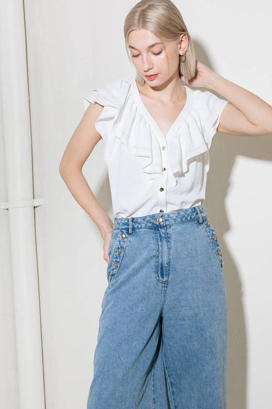 MADE FOR ROMANCE OFF WHITE WOVEN TOP Flying Tomato