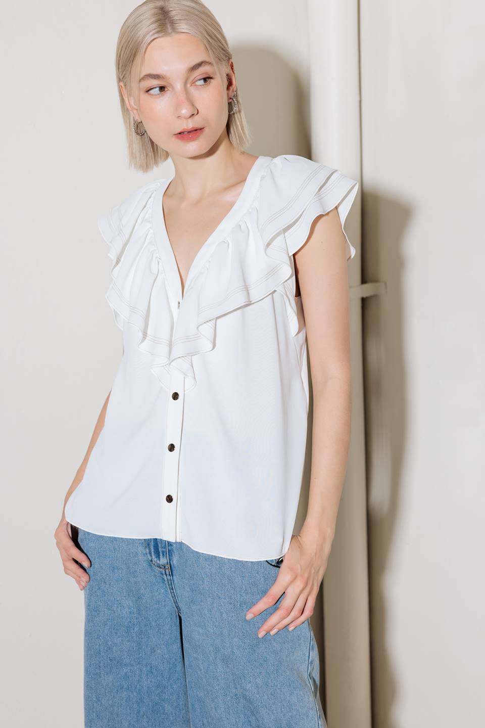 MADE FOR ROMANCE OFF WHITE WOVEN TOP Flying Tomato