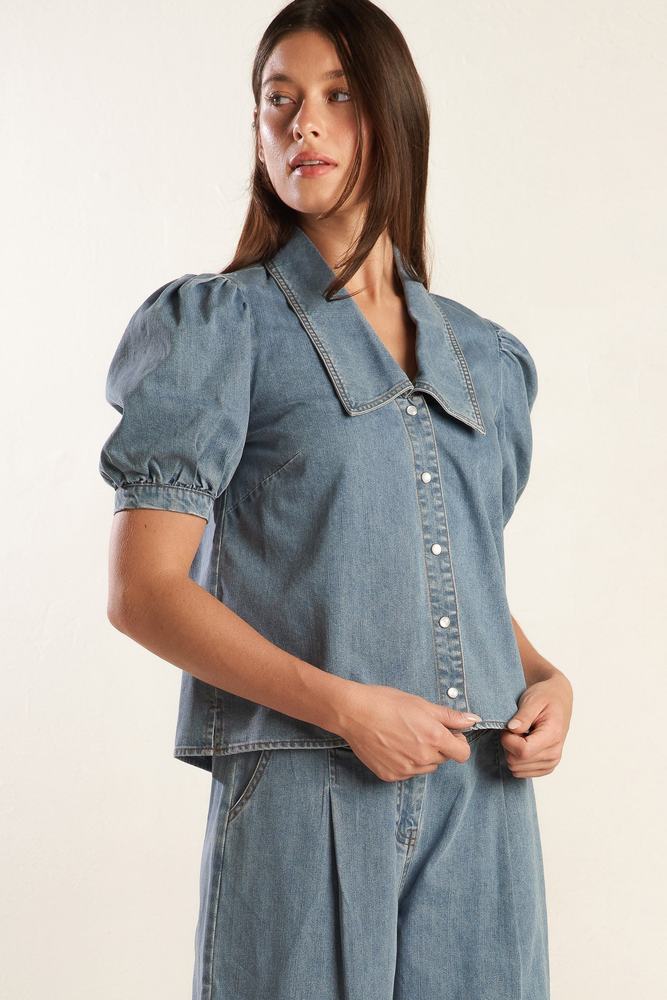 ETERNAL SUNSHINE CHAMBRAY DENIM TOP Flying Tomato