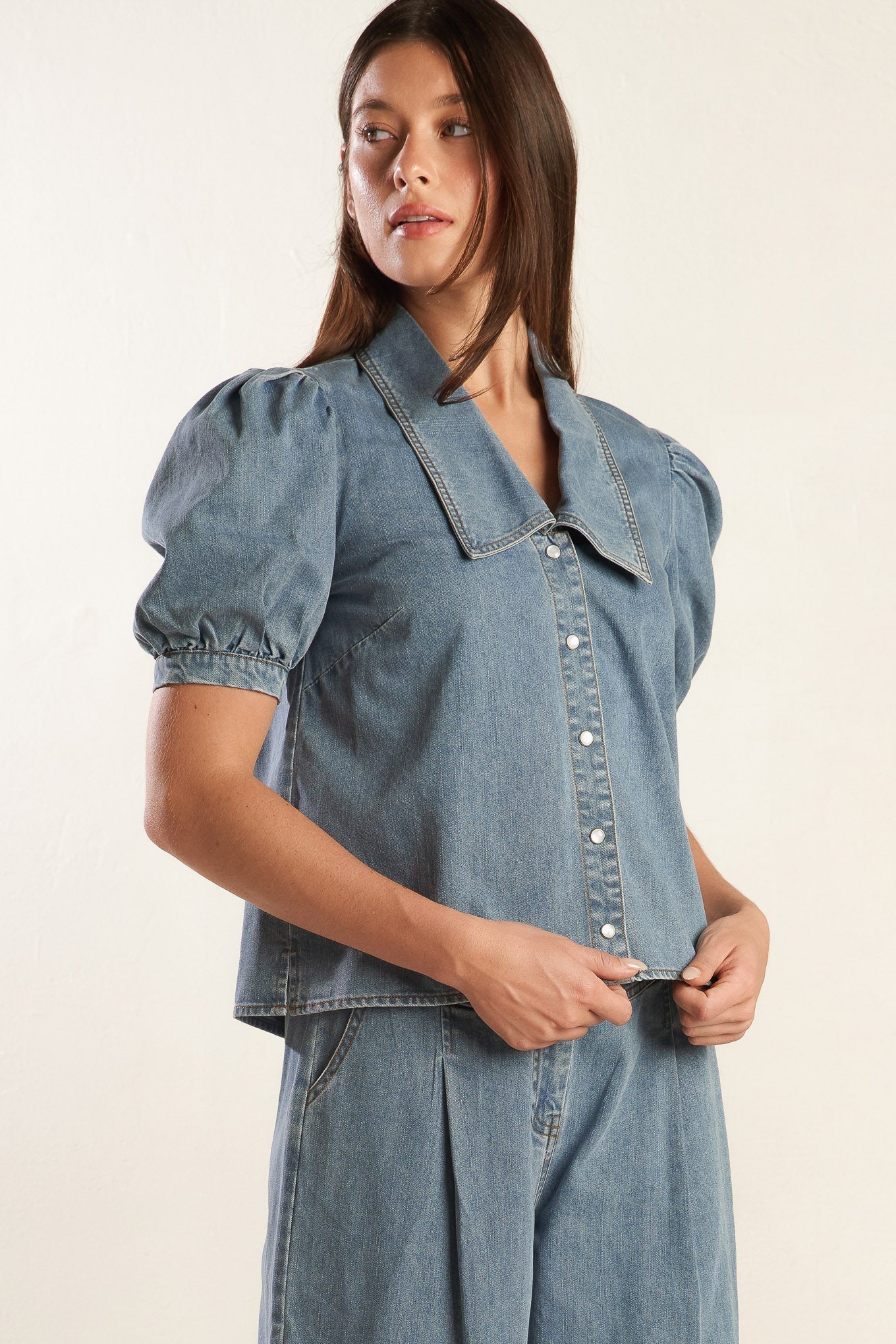 ETERNAL SUNSHINE CHAMBRAY DENIM TOP