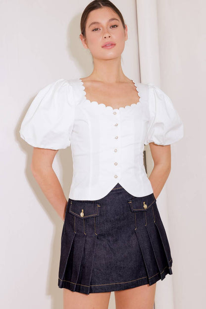 NEVER ORDINARY WHITE WOVEN TOP