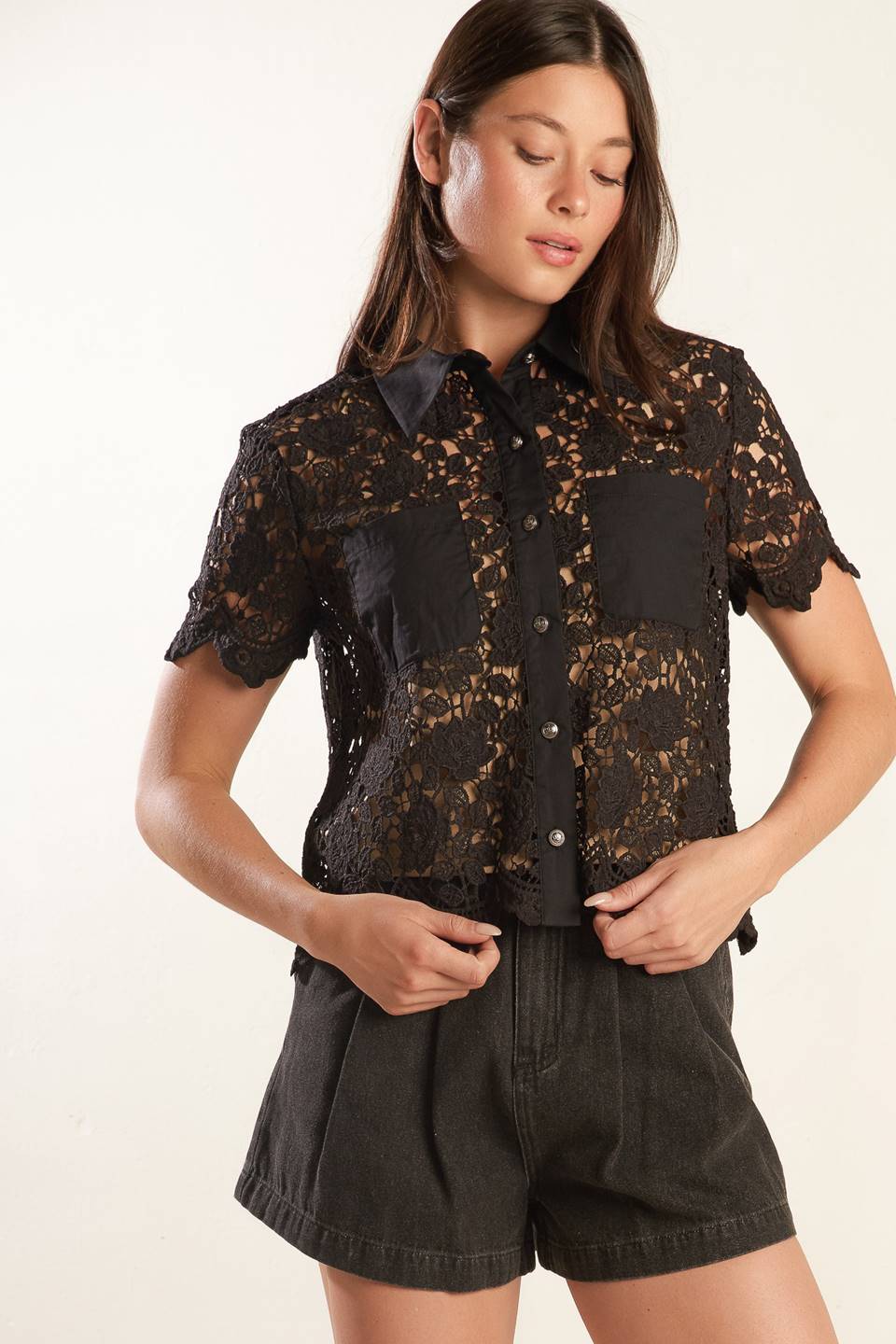 DREAM OF THE FLEET WOVEN LACE TOP