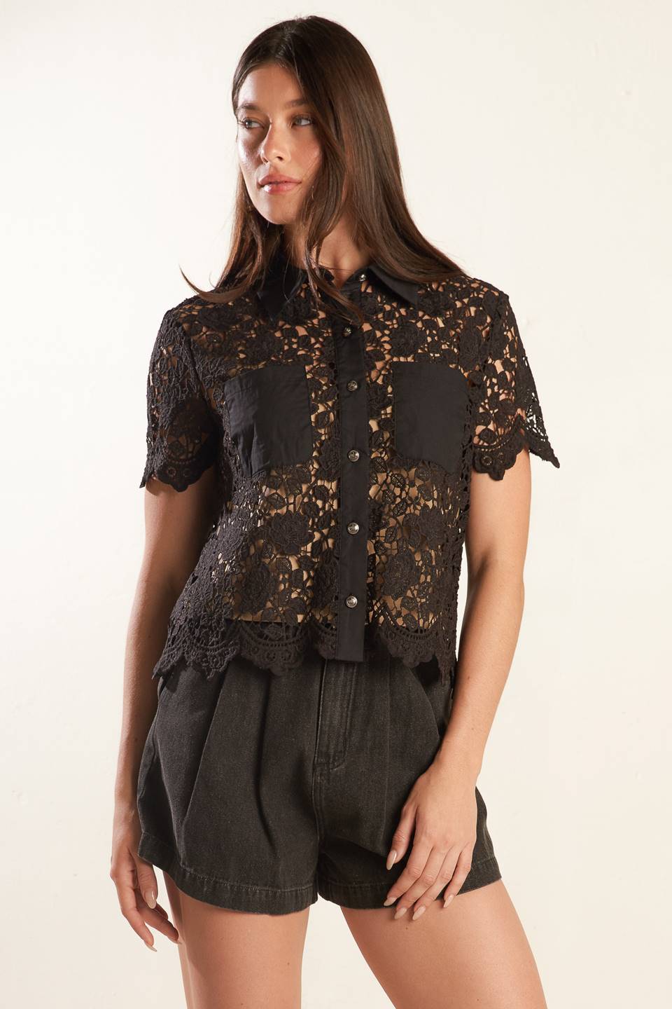 DREAM OF THE FLEET WOVEN LACE TOP