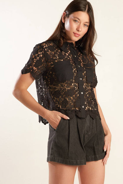 DREAM OF THE FLEET WOVEN LACE TOP