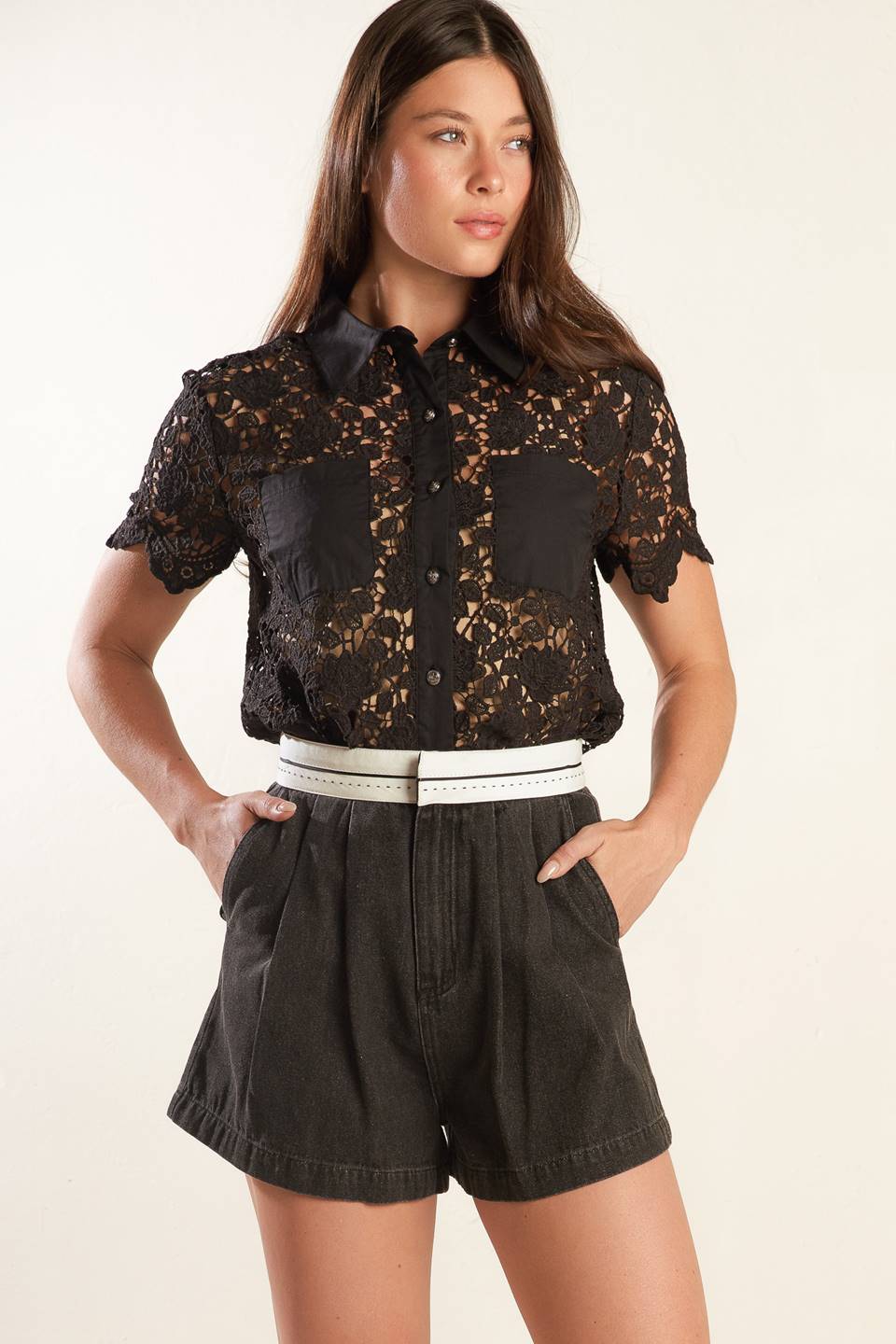 DREAM OF THE FLEET WOVEN LACE TOP