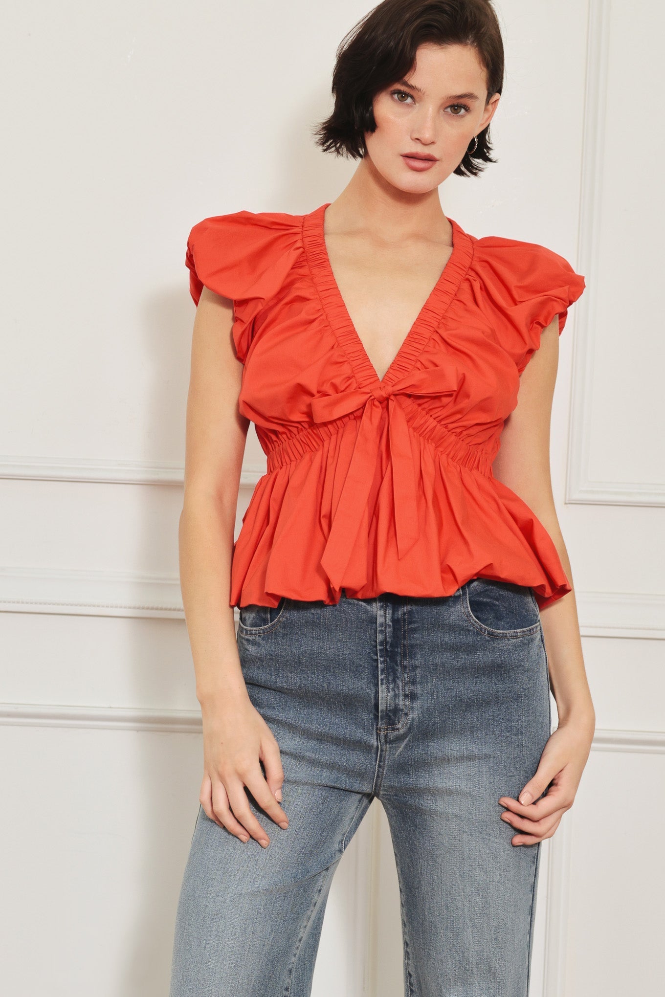 SCARLET COUNTRY GIRL WOVEN TOP Flying Tomato
