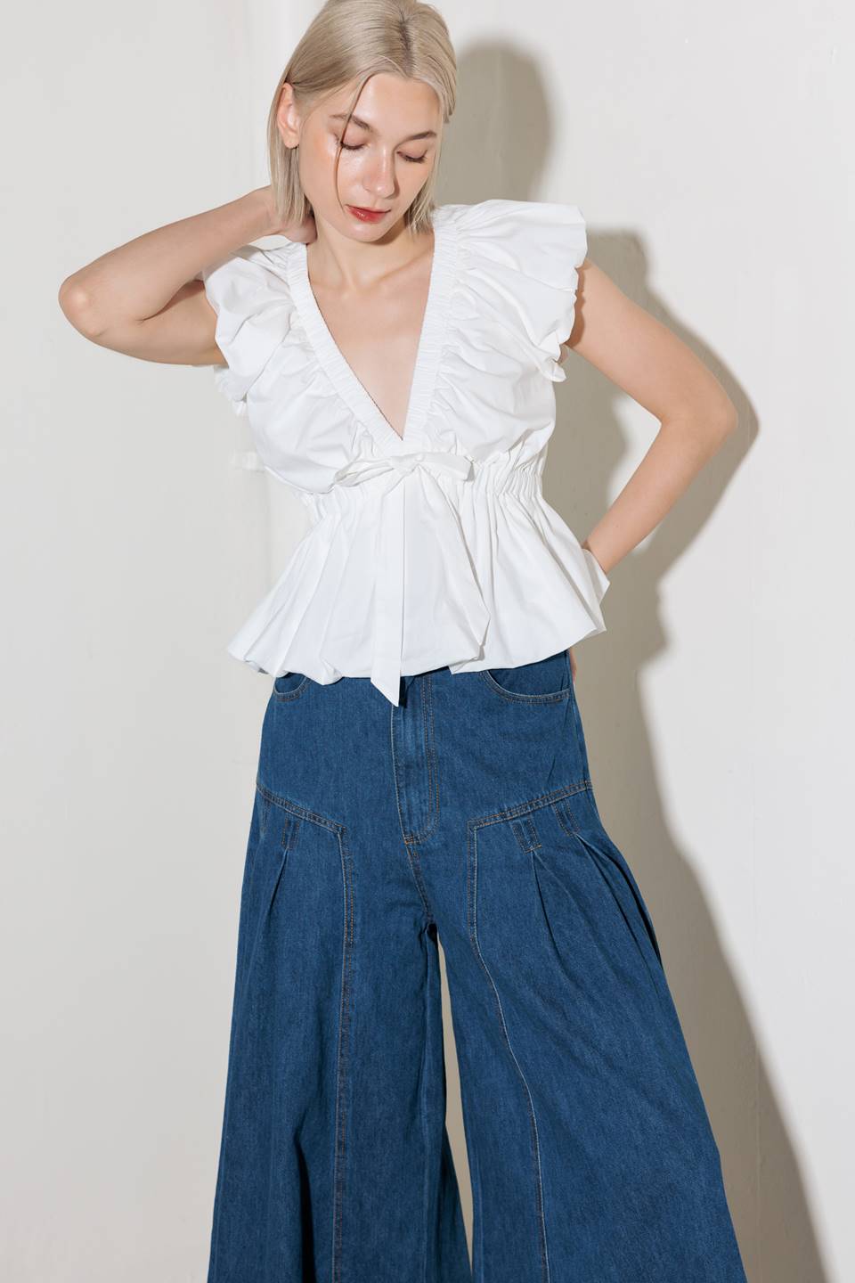 SLOW DOWN IN WHITE WOVEN TOP Flying Tomato