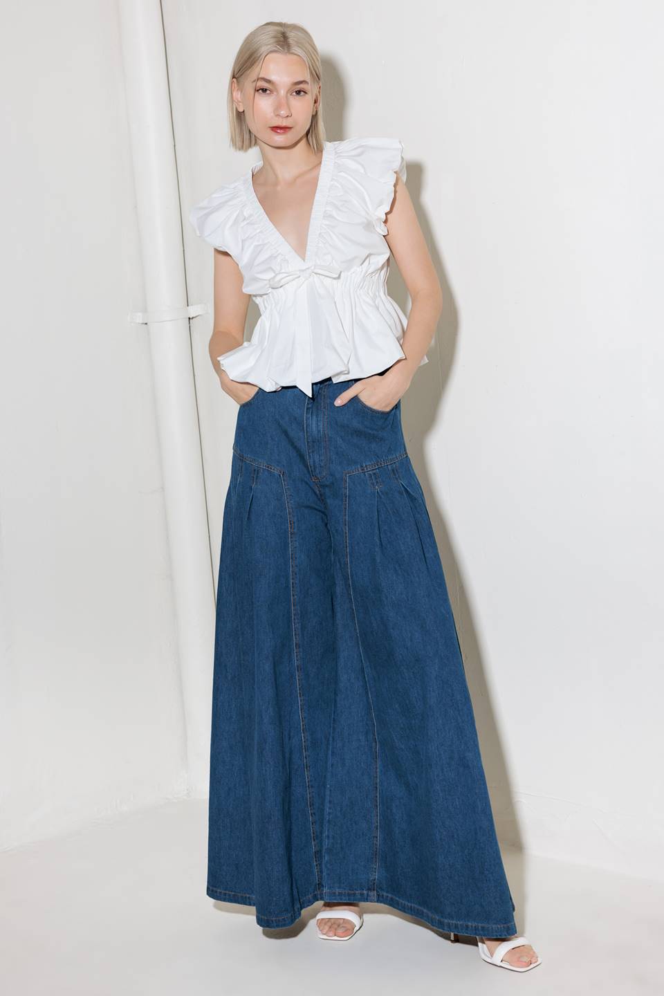 SLOW DOWN IN WHITE WOVEN TOP Flying Tomato