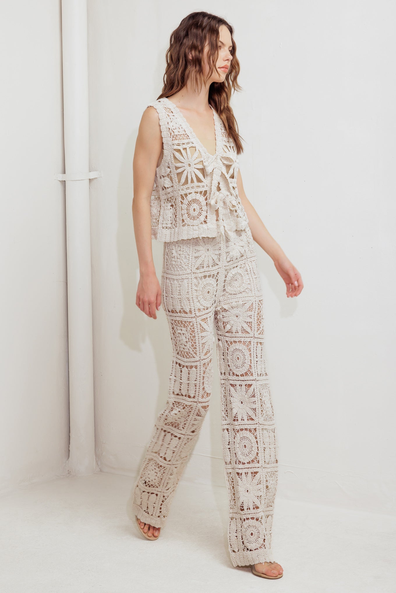 COASTAL BREEZE CROCHET VEST AND PANT SET Flying Tomato