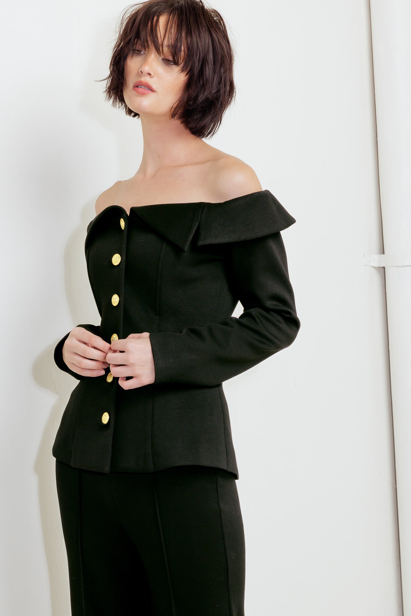 MODERN FLOW BLACK WOVEN TOP Flying Tomato