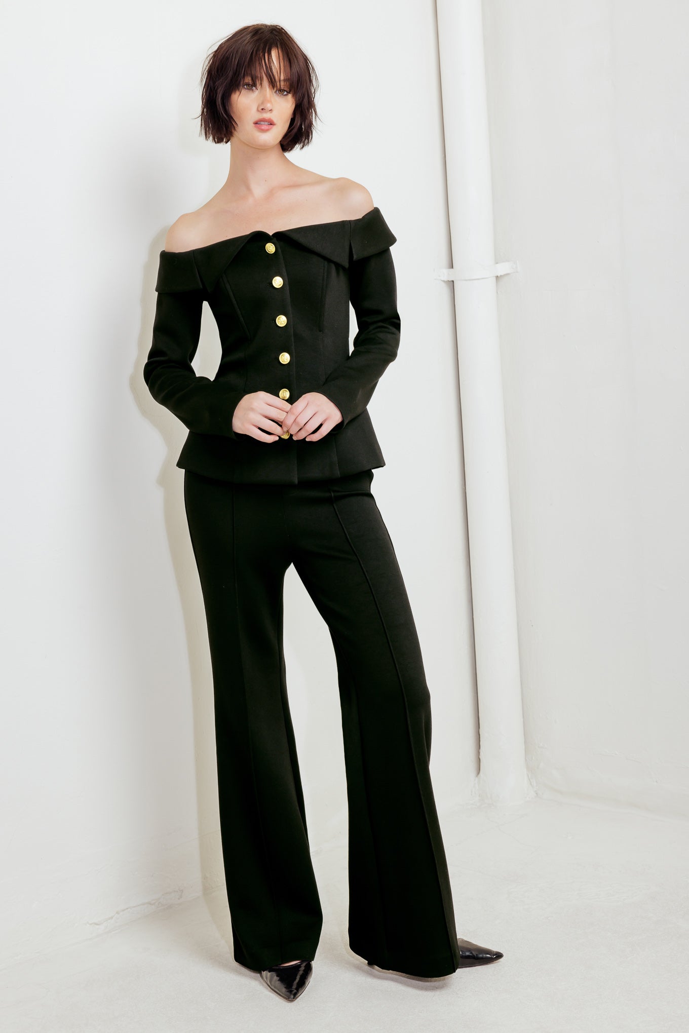 MODERN FLOW BLACK WOVEN TOP Flying Tomato