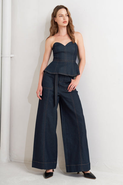 SWEETHEART EDGE DENIM TOP