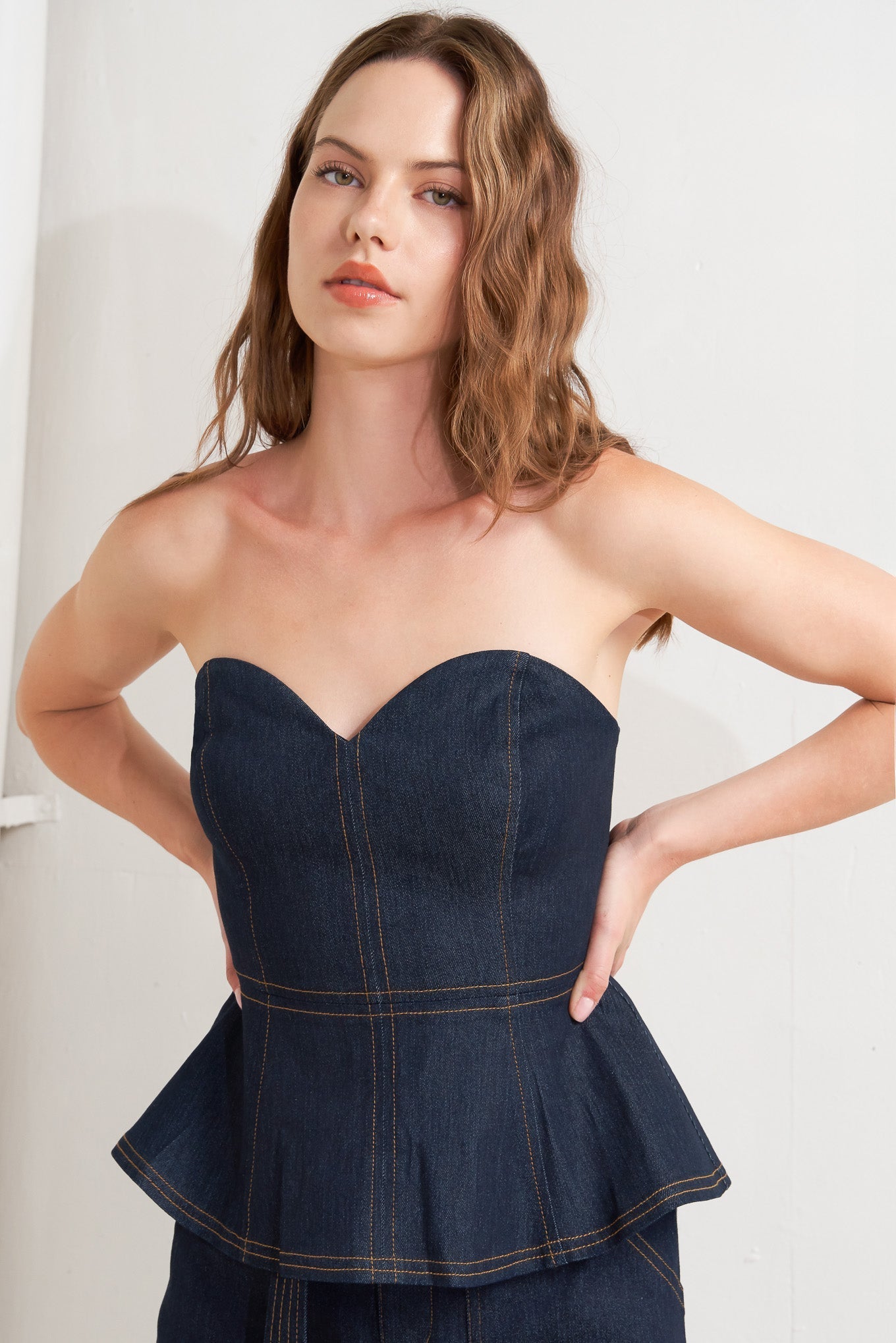 SWEETHEART EDGE DENIM TOP Flying Tomato