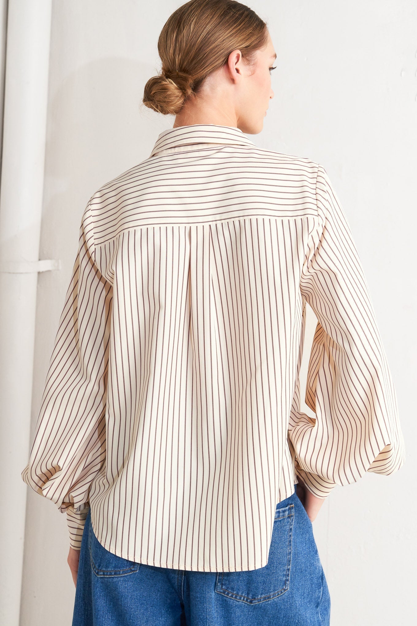 PINSTRIPE CHIC WOVEN TOP Flying Tomato