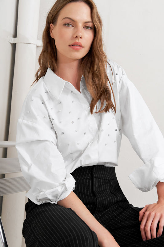 CRYSTAL TOUCH WOVEN SHIRT Flying Tomato