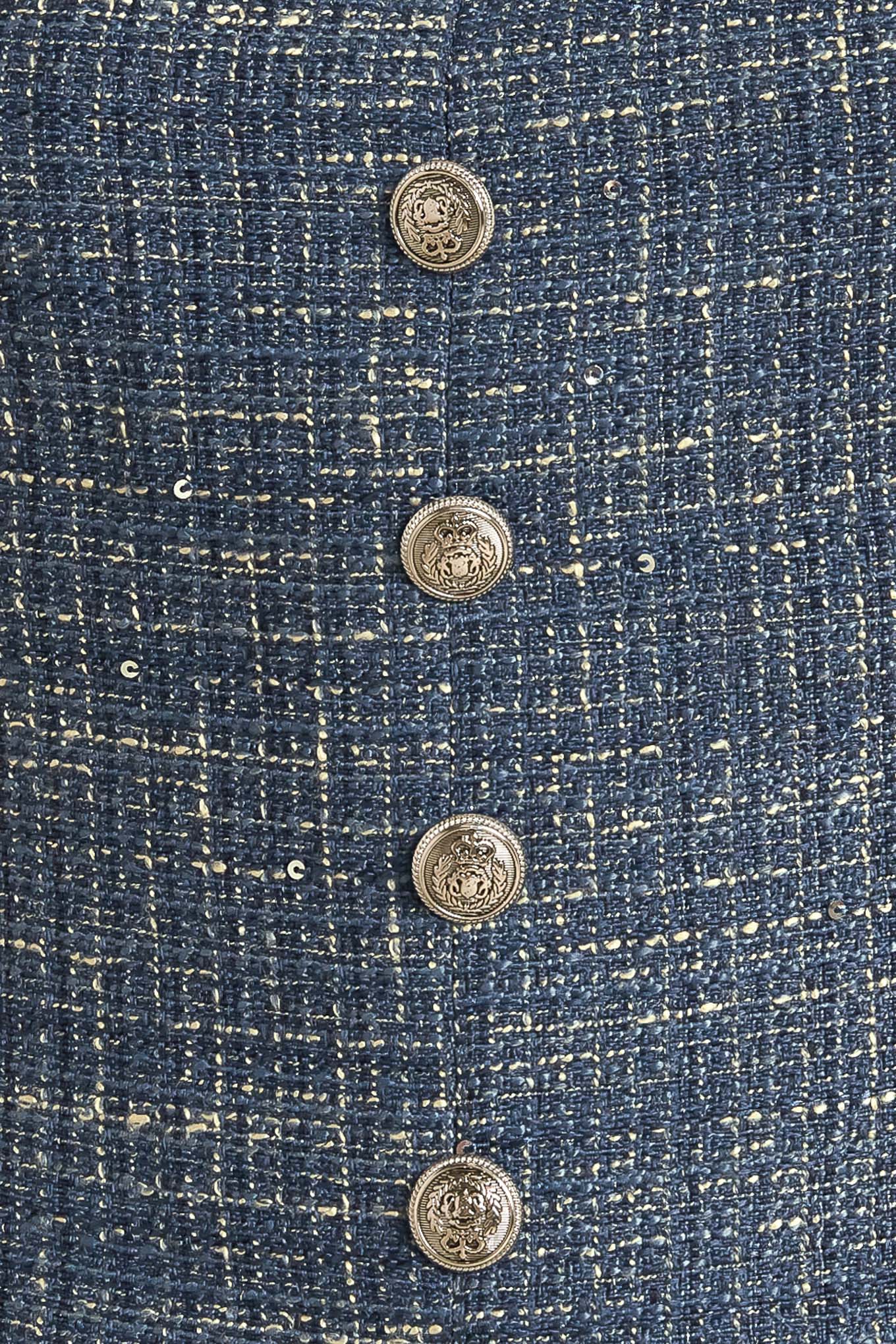 Studio Femme Tweed Top Square Neck Sleeveless Button Down Flying Tomato