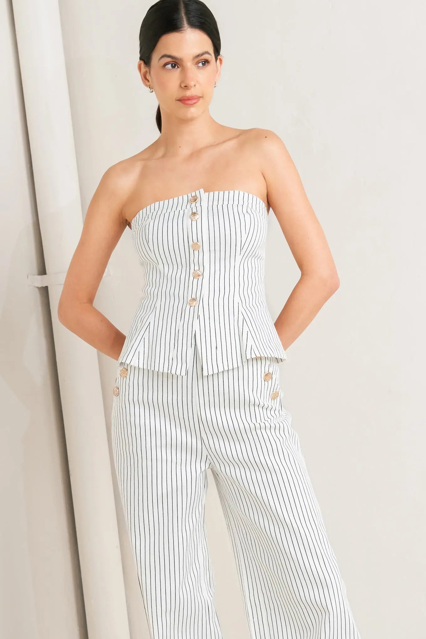 Effortless Form Stripe Woven Twill Top For Everyday Wear And Comfort Flying Tomato