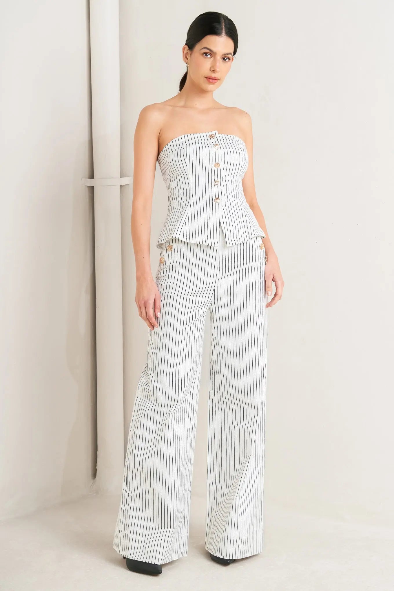 Effortless Form Stripe Woven Twill Top For Everyday Wear And Comfort Flying Tomato