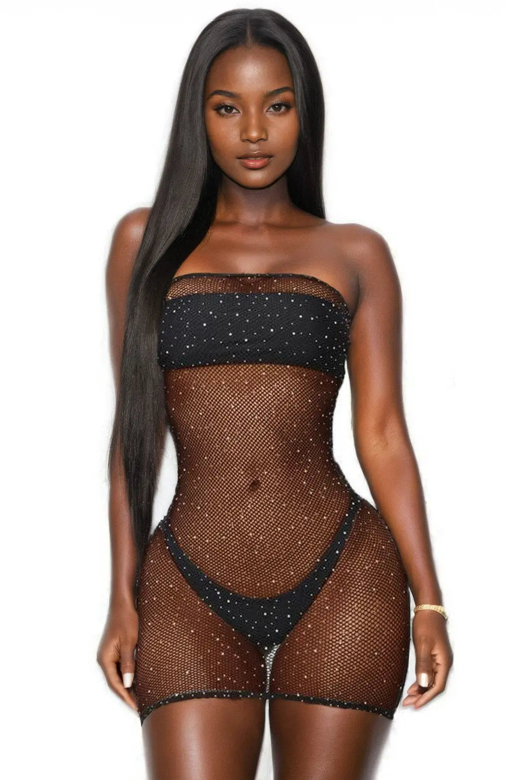 Strapless Mesh Chemise 3wishes.com