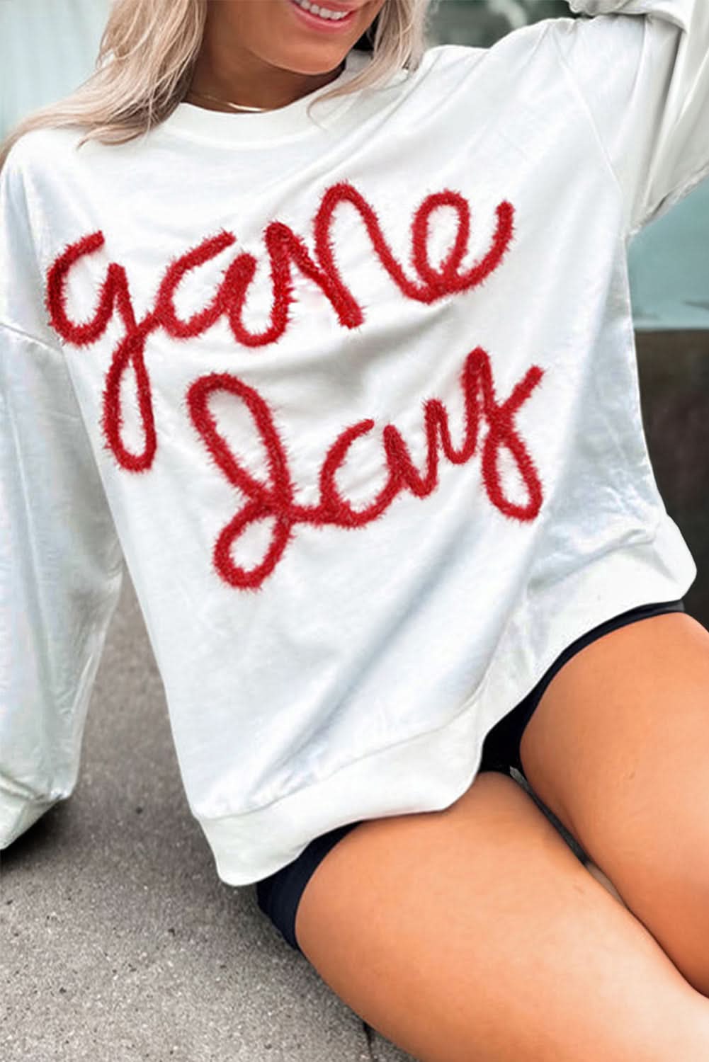 Festive white plus size sweatshirt 