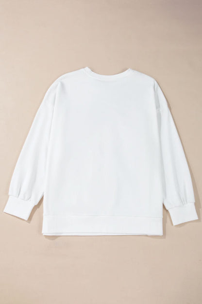 Festive white plus size sweatshirt 