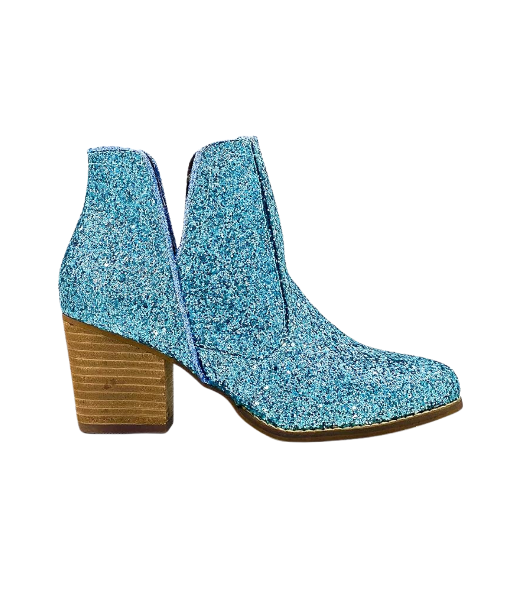 Fiera Glitter Booties Blue With Three Inch Heel Party Look Naughty Monkey