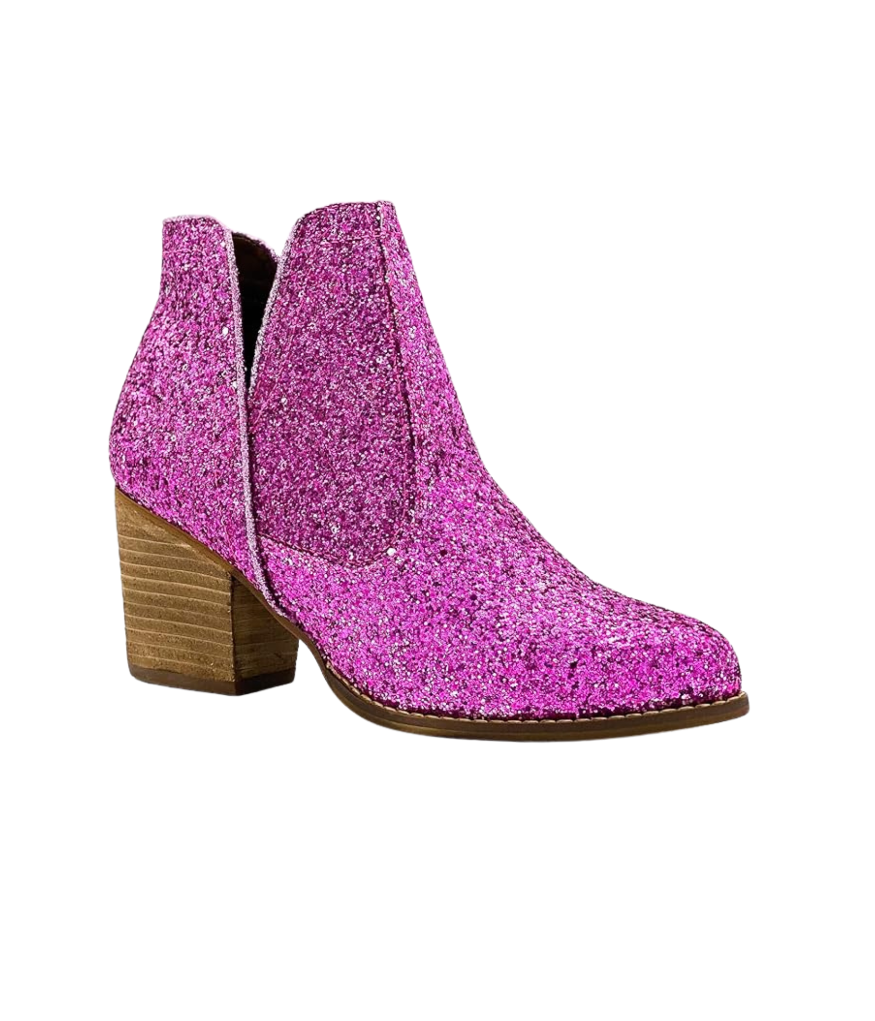 Fiera Pink Glitter Booties With Rubber Sole And 3 Inch Heel Naughty Monkey