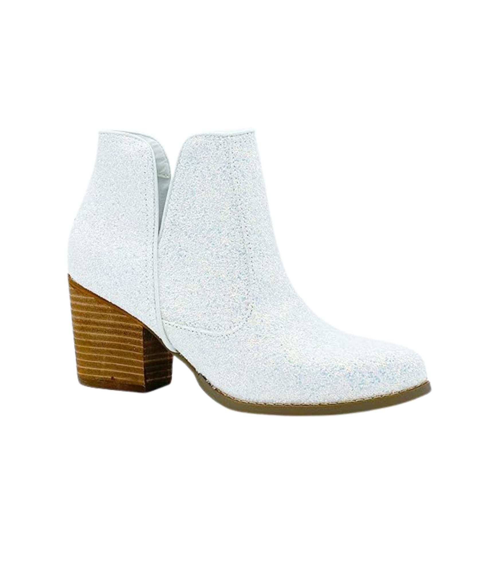 Fiera Glitter Booties White With 3 Inch Heel Party Ready Naughty Monkey